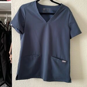 Figs Dark Harbor Casma Three-Pocket Scrub Top Small